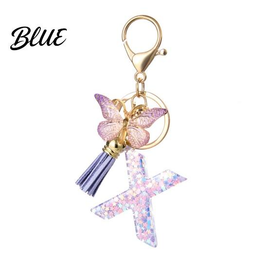 Comfortable To Carry Keychain Purple Series Pendant Sequins Star Initial Letter Charm Key