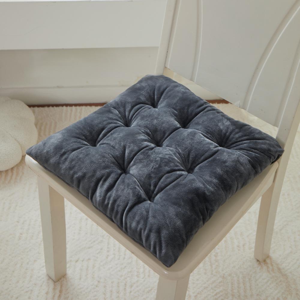 Gold Medal Crystal Velvet Chair Cushion with Straps - Thickened and Pure Color for Office Use