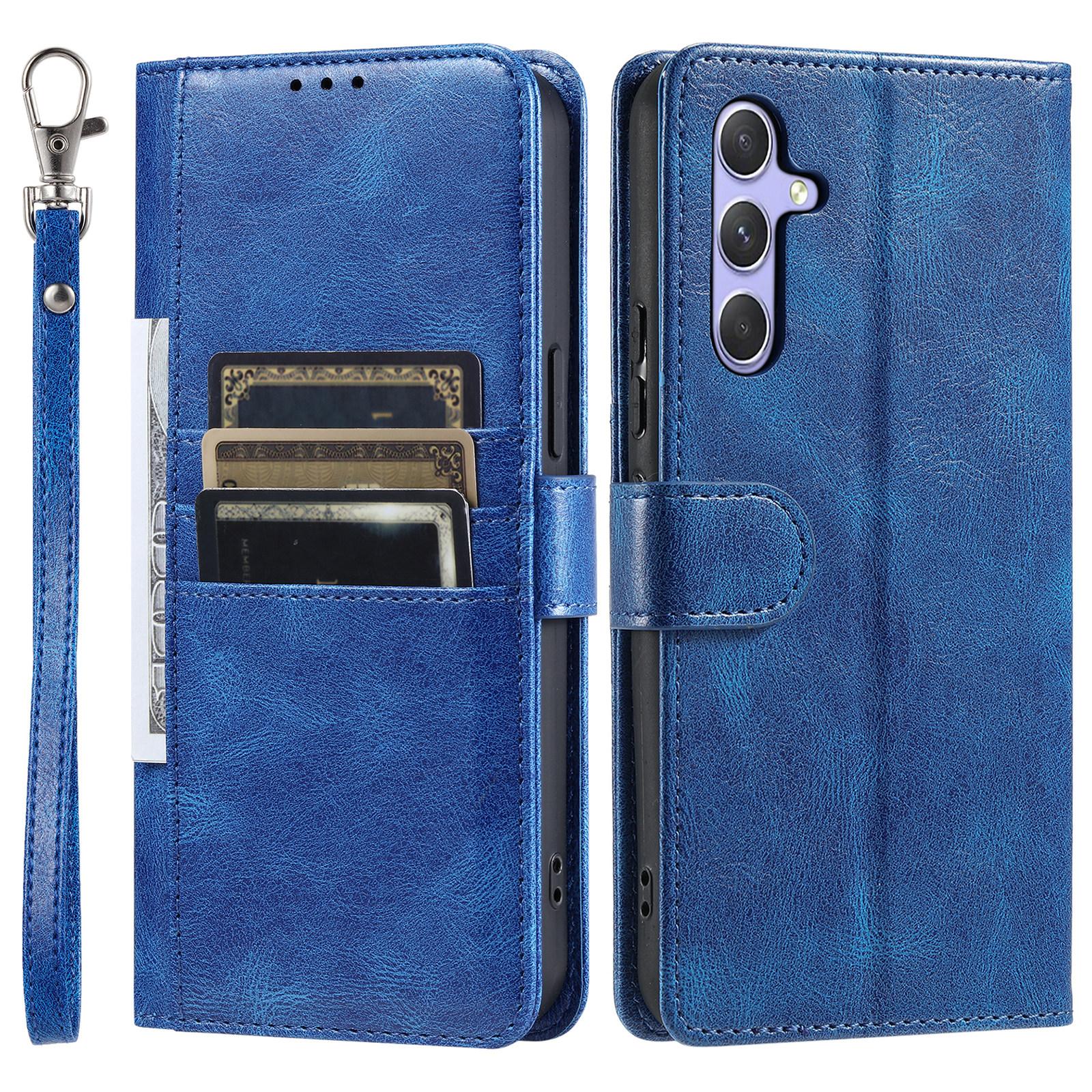

For Samsung Galaxy S26+ Case 6 Card Slots PU Leather Anti-Fall Phone Cover with Wrist Strap