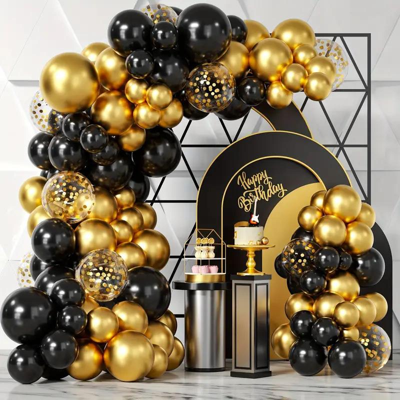 105 Black And Gold Balloon Wreath Set Wedding Birthday Proposal Atmosphere Party Venue Decoration