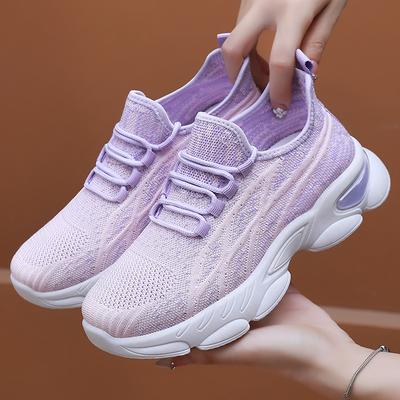 Shoes for Women's New Summer Casual Shoes Breathable Flying Mesh Shoes Fashionable Versatile Single Shoes Soft Sole Comfortable Sports Shoes