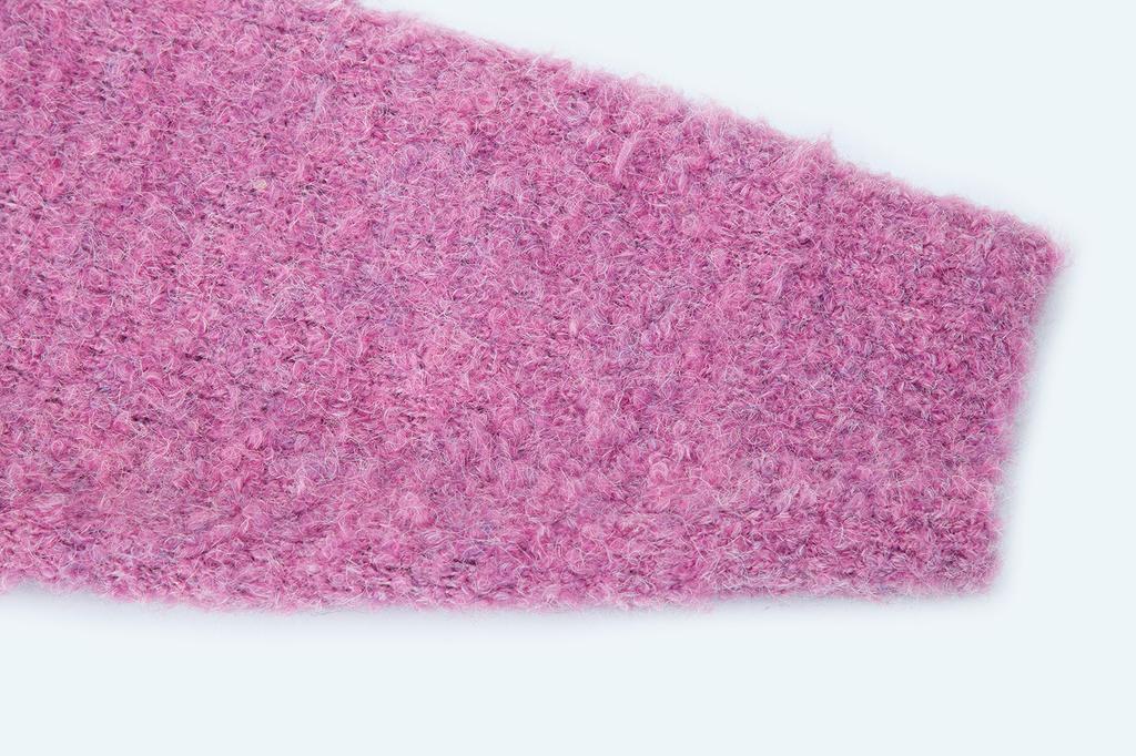 SALAD BAGUNI Wool Boucle V-Neck Pullover - Pink