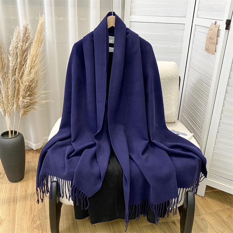 New Fashion Luxury Solid Color Thick Cashmere Winter Warm Scarf Women Pashmina Shawl Wraps Bufanda Female Tassel Scarves