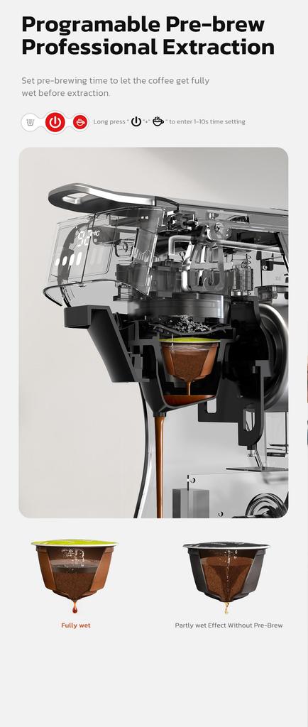 HiBREW H1B Pods Coffee Maker, 600ml Water Tank, 20 Bar Pressure Extraction, Cold/Hot Mode, LED Indicator