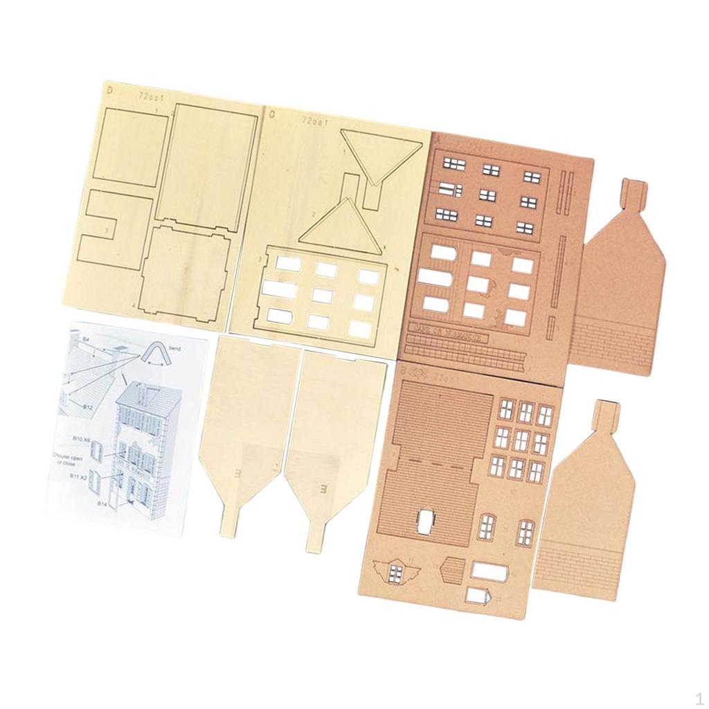 3D Wooden Puzzle, 1/72 Building Model Kits, Unpainted Layout, Scenery Miniature European