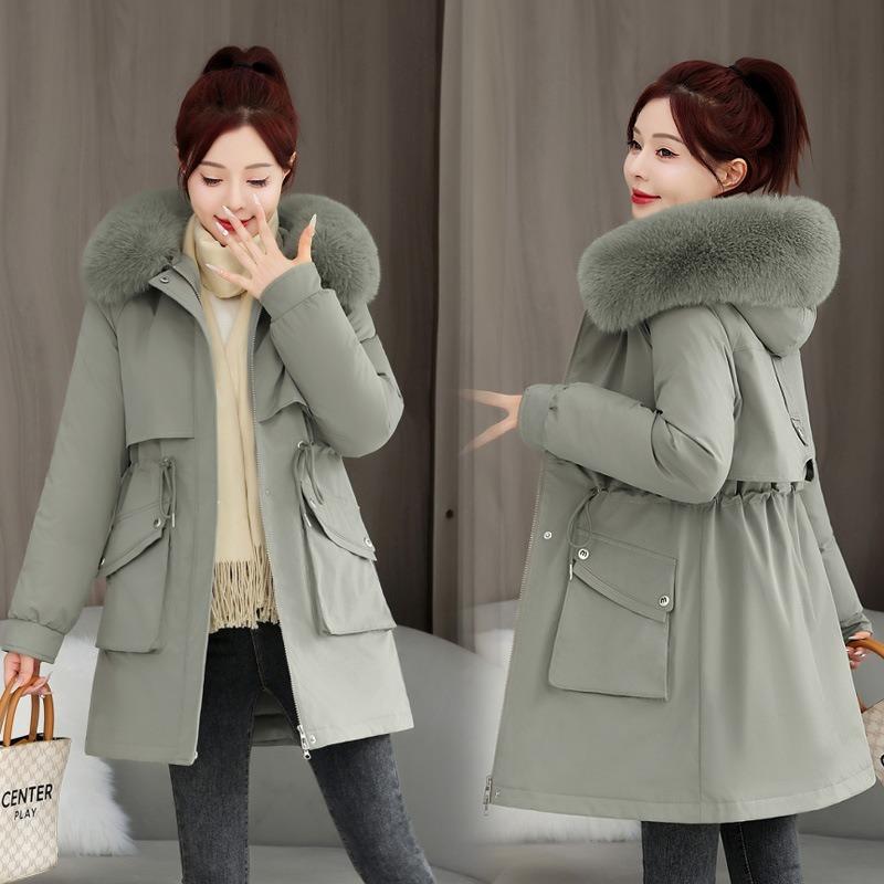 Cotton Clothes Winter New Thickened Pie Overcome Women's Waist and Thin Hooded Big Sweater Cotton-padded Coat Women