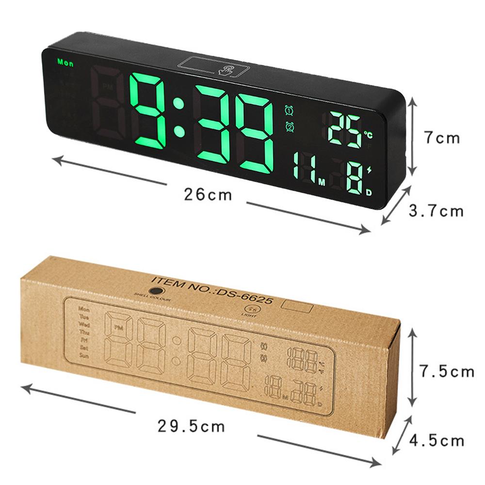 10" LED Digital Wall Clock with Date Display Temperature Alarm Clock