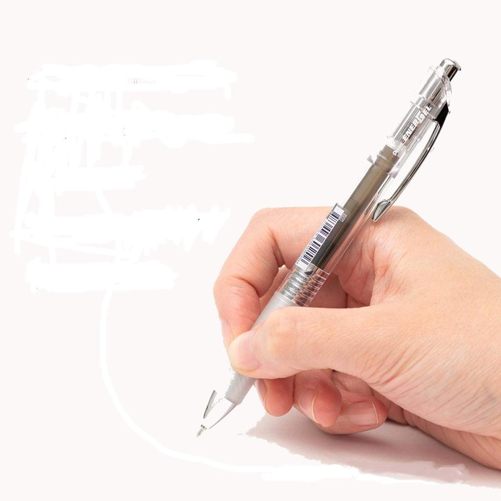 Pentel EnerGel Infree Gel Ink Ballpoint Clear 10 Pens 0.7mm Pen, Barrel, Black, BL77TL-A,