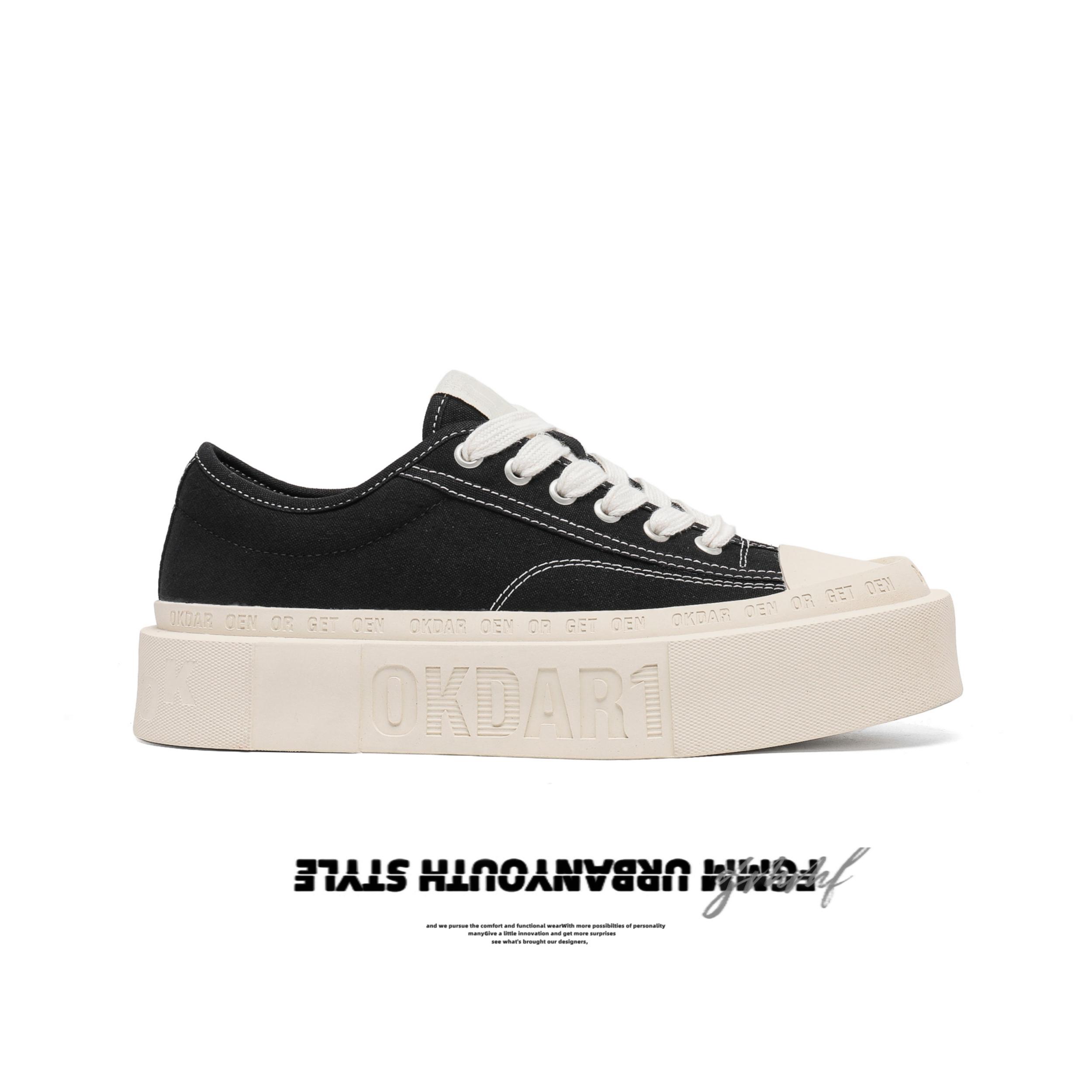 Square head platform canvas shoes niche