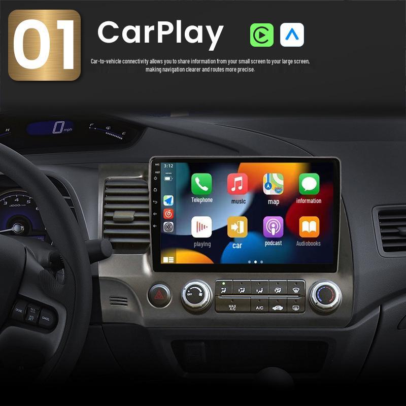 10.1-inch Android GPS Navigation Radio with Wireless CarPlay for Honda Civic 2006-2011, 2GB+32GB.