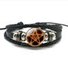 Χειροποίητο πλεκτό δερμάτινο βραχιόλι Occult Star Pentagram Multilayer Triple Moon Goddess Charm βραχιόλι Βραχιόλι Πεντάγραμμο Κοσμήματα