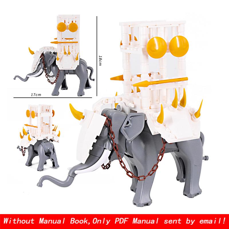 Creative Medieval Lotr Castle Knight Rome Spartacus Orc Elephant Chariot Siege Engine Model Building Blocks Bricks Toys Gift