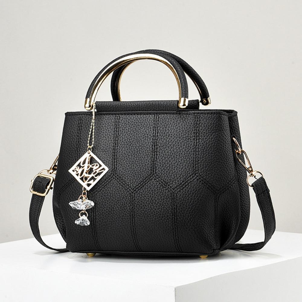 

Fashion PU Women s Bag Two-Way Carry High-end Tote Bag Large Capacity Vintage Crossbody Bag Gift чёрный
