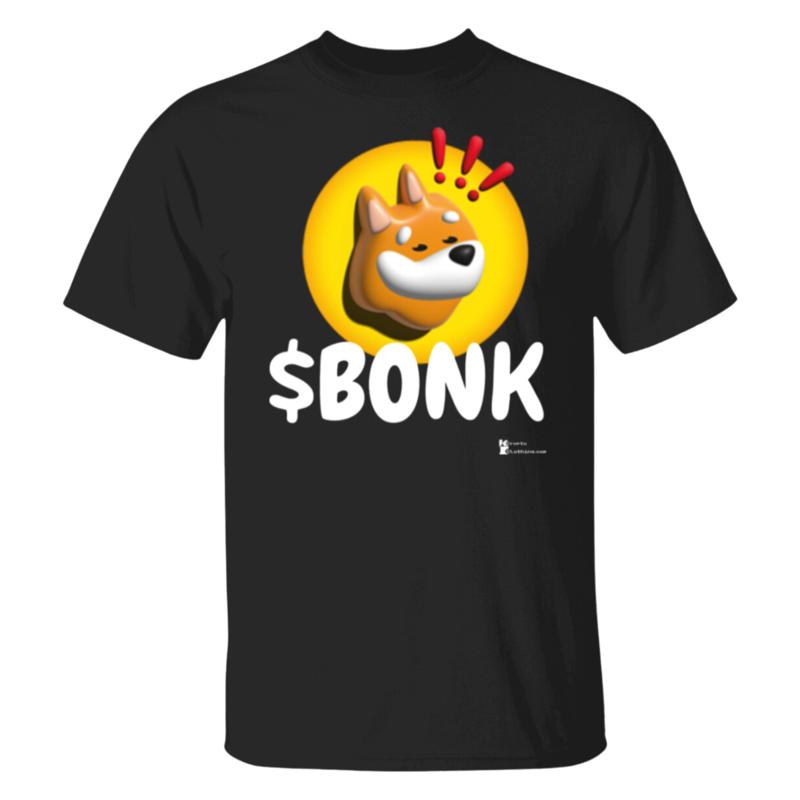 BONK COIN Crypto Cryptocurrency Altcoin HODL Black T-Shirt UPC141