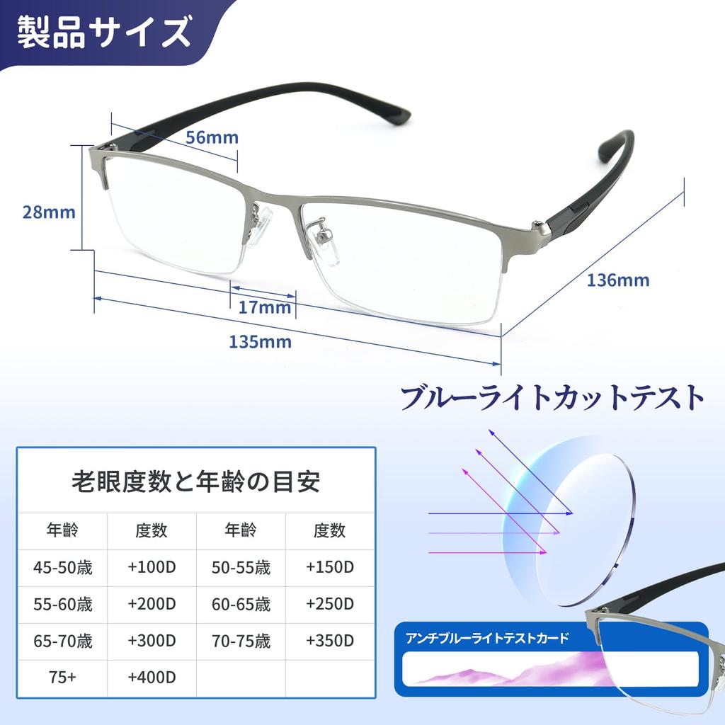 Bifocal Reading Progressive Multifocal Lightweight for Blue Light Accessory Set SS963 [Soarea] Glasses, Lenses, Lenses, Frame, Reading/DIY Use,