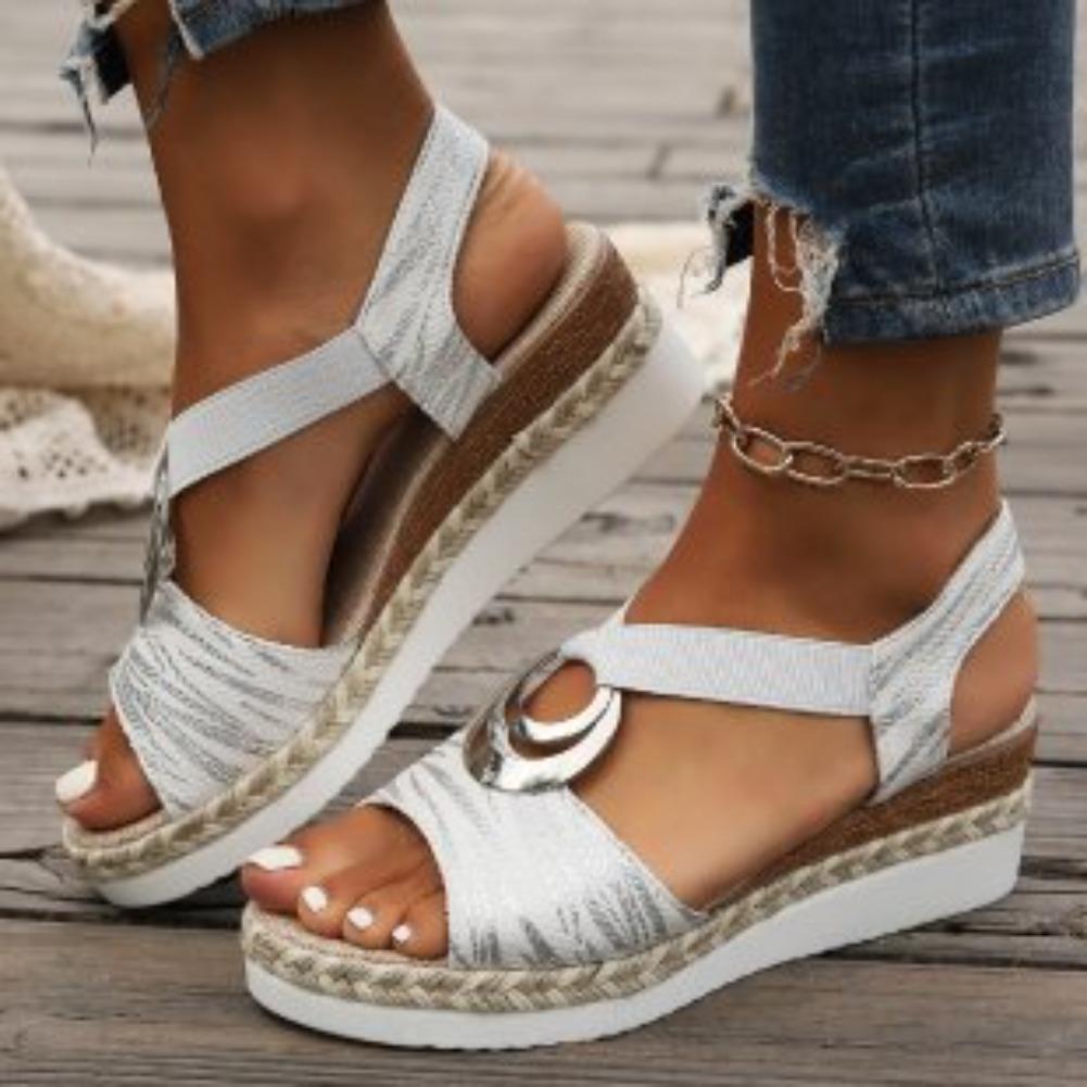 Fashion Women's Wedges Sandals 2025 Summer Snake Print Platform Sandals Gladiator Shoes Woman Comfort Casual Med High Heels Sandals