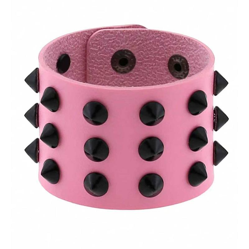 1 Punk Pink Totenkopf Nieten Kreatives Armband Armband, Geeignet Für Damen Tägliche Feiertagspartys Und Halloween-Kleidung pink