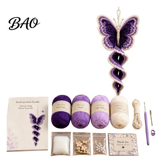 Decorative Spiral Wind Hangings Crochet Hanging Kit, DIY Garden Animal Craft Gifts for Adults Ornament Making Kit Adults, Handmade Door Decoration