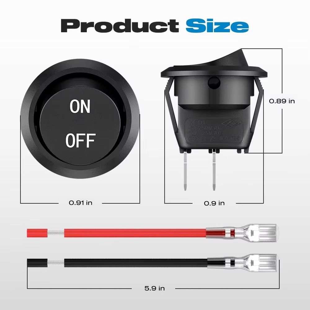 Black Toggle Switch 2 Pin On Off Switch Mini Size Circular Switch  Boat Marine