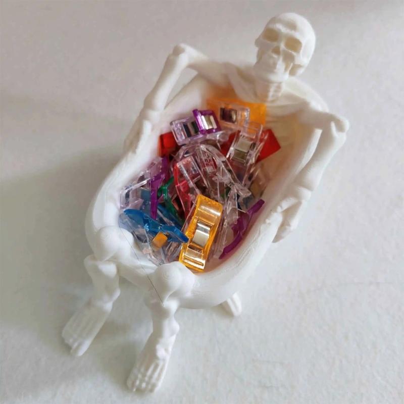 Desk Accent Skeleton Tub Holder, 3D Crafted Display Bowl for Shelf Styling, Entryway Storage, Indoor Room, Home, Study and Entry Use