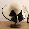Women's Wide Brim Straw Hat with Bowknot Summer Straw Sun Hat Beach Vacation Sun Protection Hats for Outdoor Travel Photography