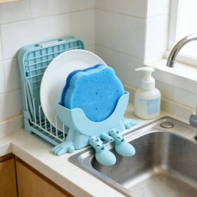 Portaspugna Gambe Stampate 3D Piano Bagno Supporto Spugna Lavello Cucina con Scarico Organizzatore Spugna Multifunzione Scaffale di Stoccaggio