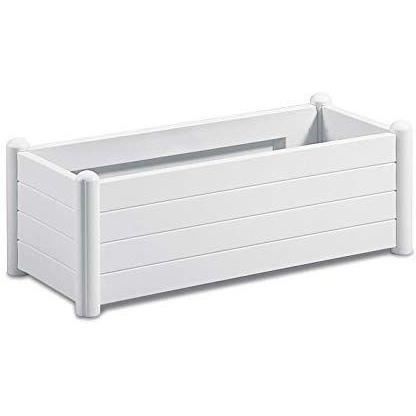 STEFANPLAST Rectangular Flower Box - ITALIA - Wood Effect Finish - 100x43xH35cm - 80L - White
