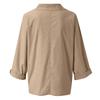 Women's plus size color imitation cotton and linen V-neck long sleeved pullover top