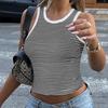 Y2K Women Summer Sleeveless Causal Striped Slim Fit Vest Bare Midriff Tank Top