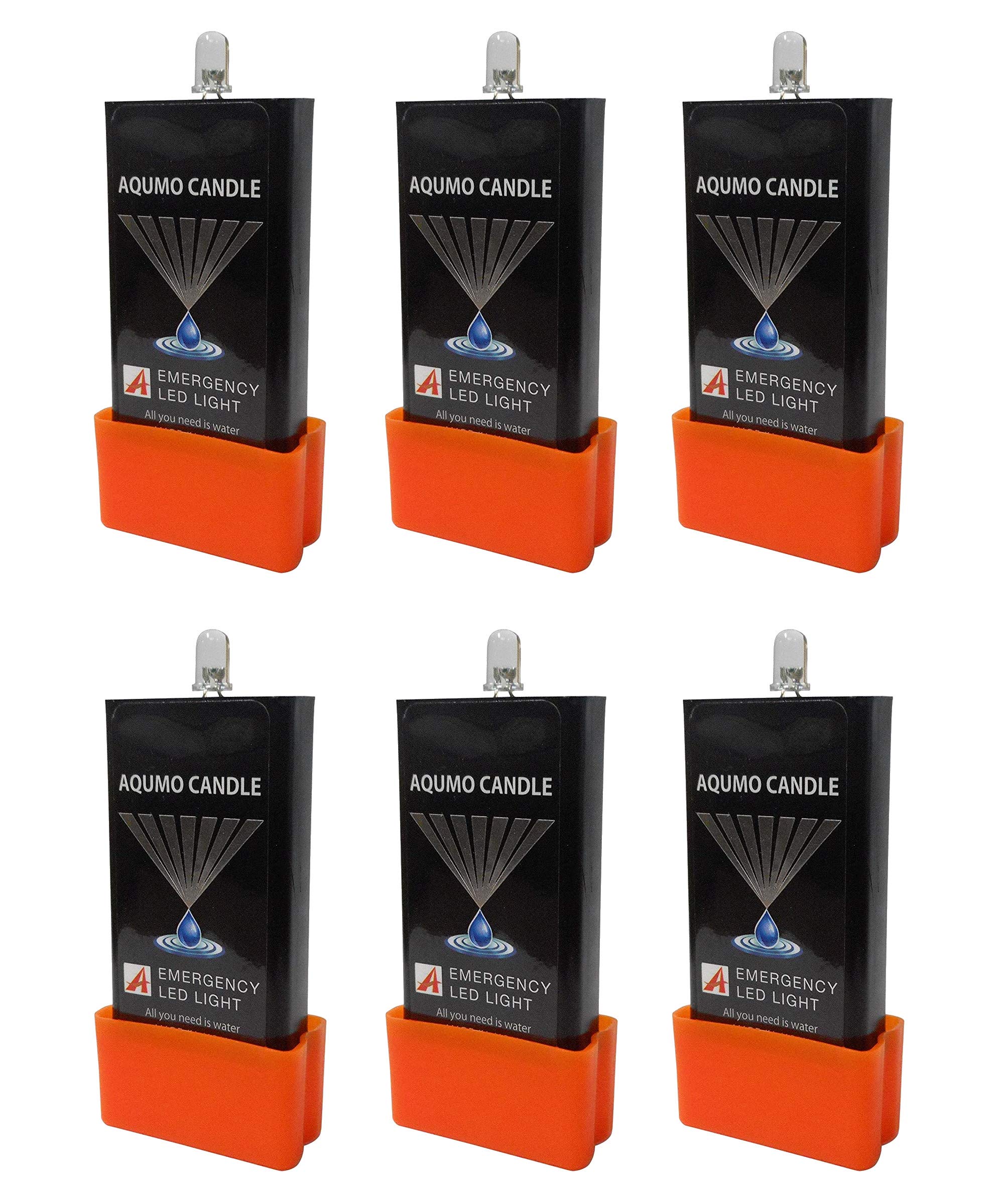 

Akumo Set of LED Lights that Glow When Immersed in Emergency Lights Candles, 6, Water, оранжевый