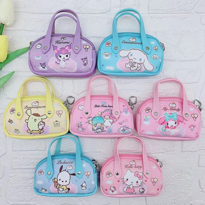 Anime New Cute Kawaii My Melody Kuromi Cinnamoroll Kids Cartoon Pu Coin Wallet Cute Mini Handbag Cute Storage Bag