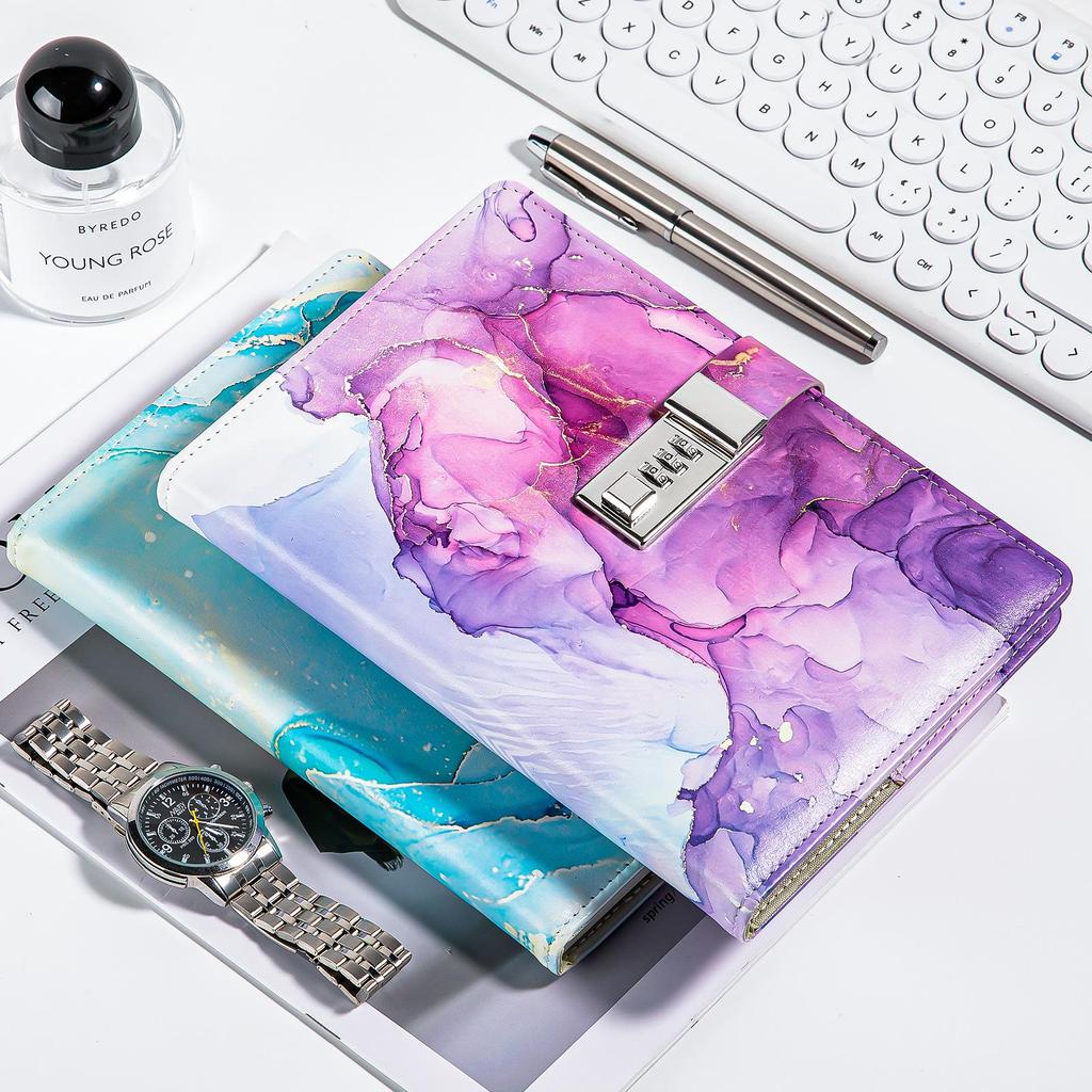 Marble Pattern Password Lock A5 Notebook Diary