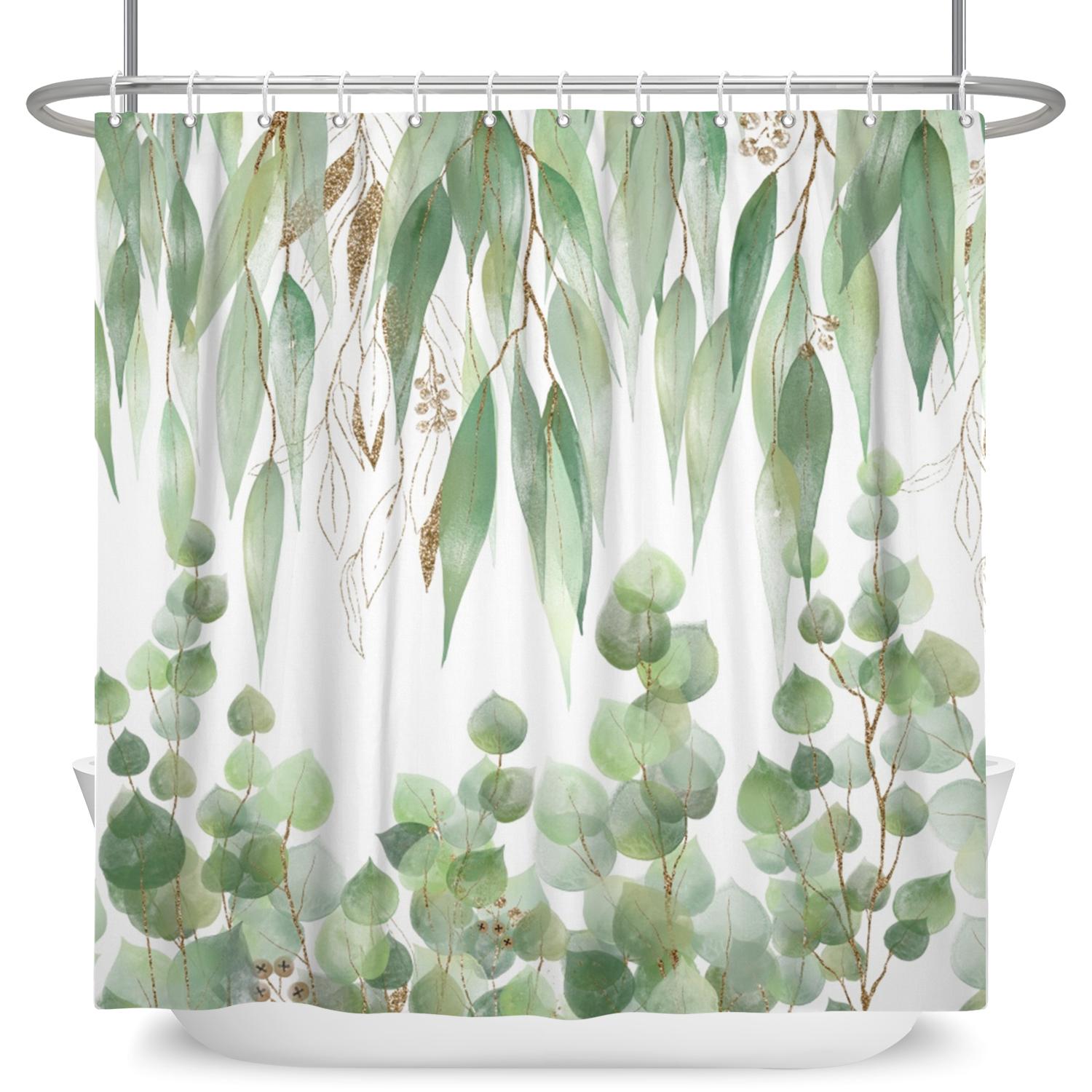 

Shower Curtain Tropical Green Leaf Monstera Print Waterproof Polyester Bath Curtain, Boho Botanical Floral Bathroom Decor With H W60H190(CM)-1 Pcs