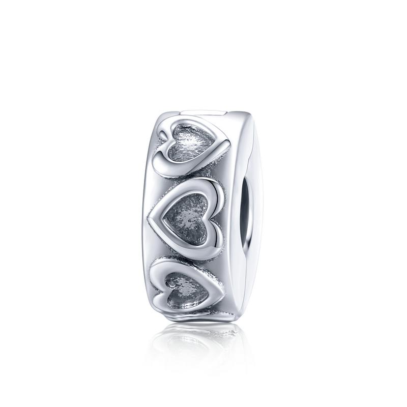 WOSTU 925 Silver Stopper Spacer Beads Cat Feather Round Charm Fit Bracelet Bangle DIY Jewelry Accessories