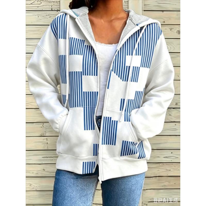 Zipper Splicing Fashion Loose Women's Casual Flower Print Hoodie Fashion Spring And Summer