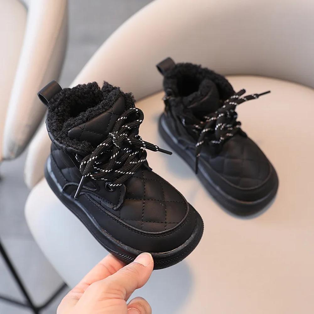 Autumn/Winter Children Boots for Boys Warm Plush Rubber Sole Toddler Kids Sneakers Girls Boots 21-30