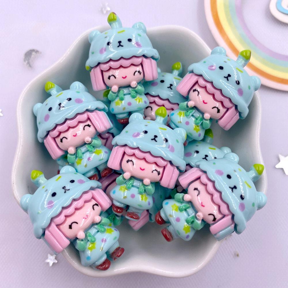 8PCS Resin Colorful 3D Cartoon Rabbit Bee Bear Squirrel Girl Flat Back Stone Figurine Scrapbook DIY Bow Decor Accessories Crafts