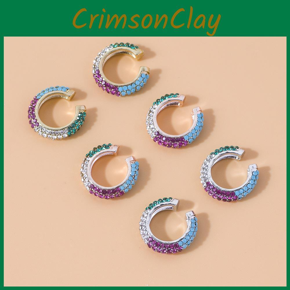 Colorful Geometric Chic Rhinestone Earrings Alloy Plated Fashion Accessories