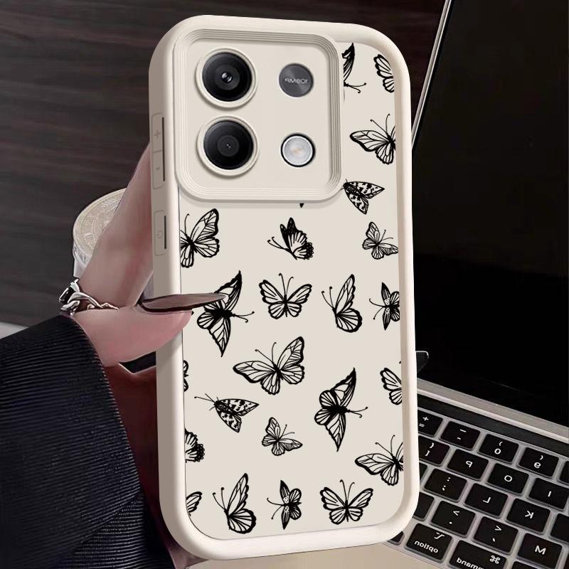 Модный черный чехол с узором бабочки для Xiaomi 13T 11T Pro Poco F6 X6 Redmi Note 13 12 — фото 13
