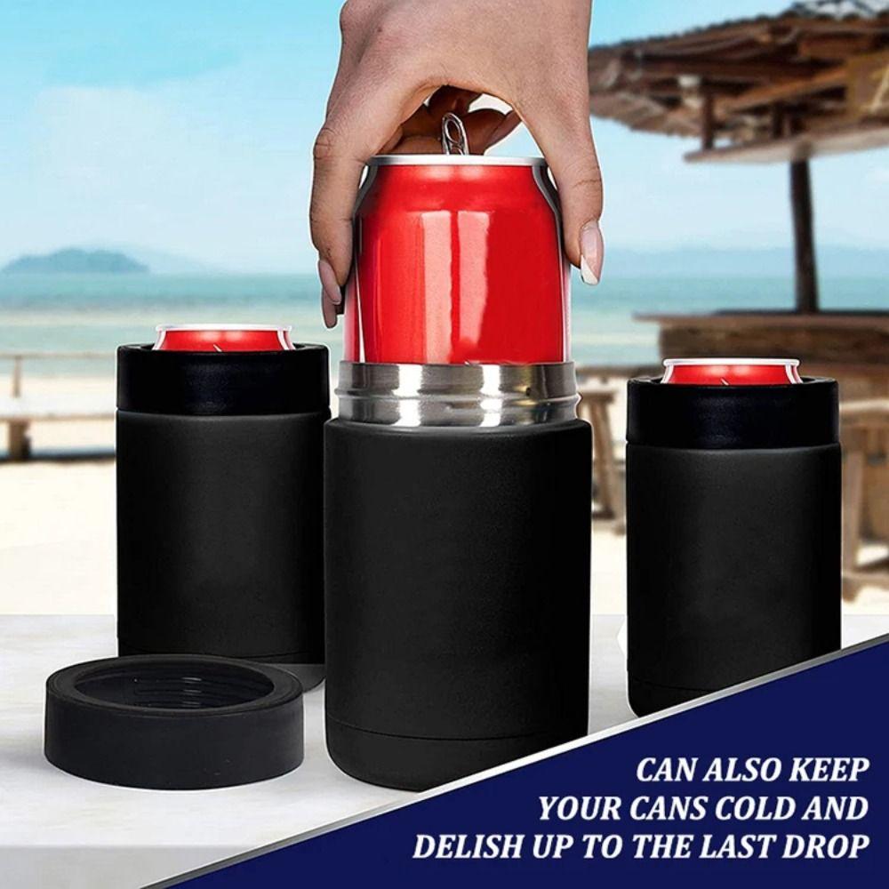 1Pcs 12oz Beer Can Holder Stainless Steel Double Wall Cold Storage Tank with Opener Vacuum Insulated Thernos Bottle