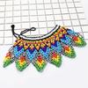 Multicolor Bead Chunky Necklace Ethnic Style Woven Choker Necklace  Girls Gift