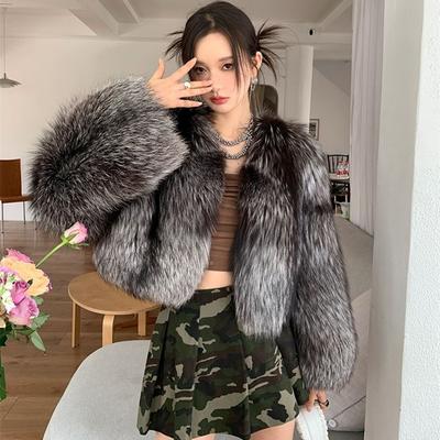 Winter Neue Faux Fuchs Pelz Gras Mantel frauen Ultra Kurze Mode Kleine Junge Pelz Top