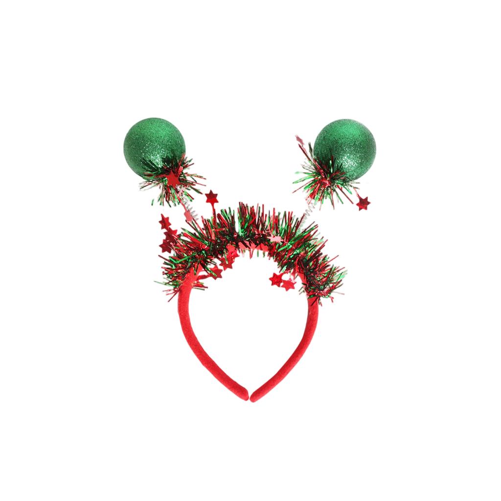 Christmas Party Headband Festive Holiday Headwear with Glitter Ball Decorations for Adults and Kids Fun Costume