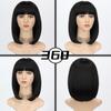 XINRAN Women Fashion Shoulder Length Black Wig with Neat Bangs Synthetic Fiber Daily Wear Cosplay Short Bob Black Wig