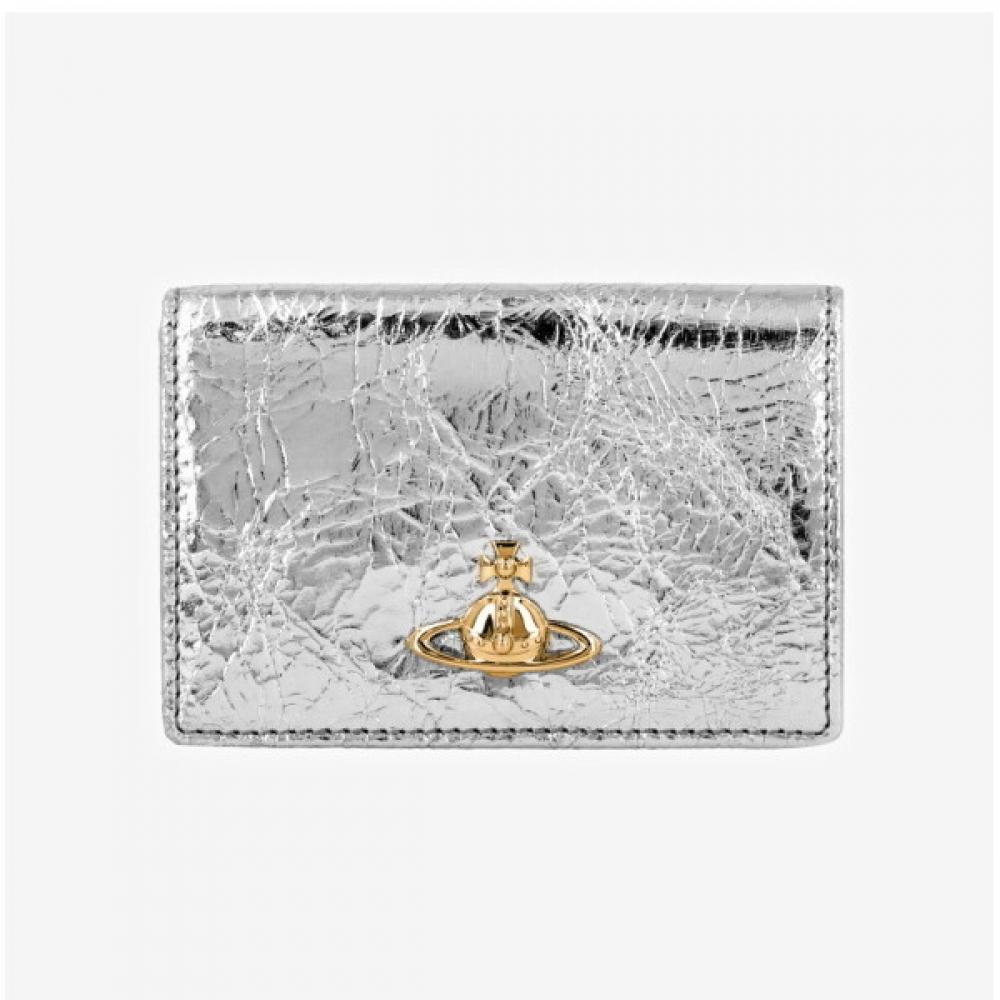 

Vivienne Westwood Silver Card Wallet Metallic Crinkle FREE