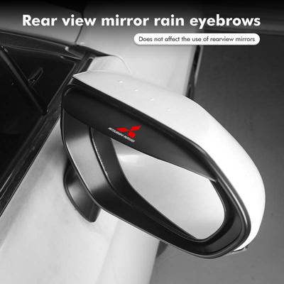 2PCS Car Logo Rearview PVC Mirror Rain Eyebrow Auto Mirror Accessories For Outlander Lancer L200 ASX Pajero Grandis