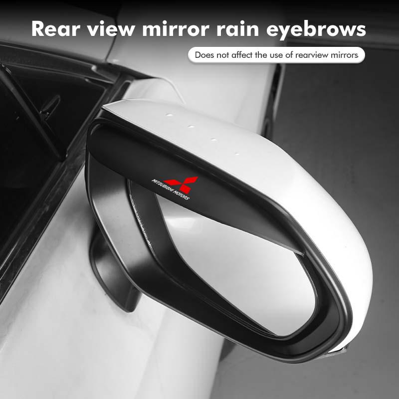 Cxdjmy1 2PCS Car Logo Rearview PVC Mirror Rain Eyebrow Auto Mirror Accessories For Mitsubishi Outlander Lancer L200 ASX Pajero Grandis