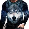 Vintage Men's Long Sleeve T-Shirt 3d Print Shirts Fashion Animal Wolf Graphics Short Sleeve Men Oversized Streetwear Tops Tees