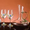Luxury Crystal Enamel Goblet Glasses Vintage 3D Floral Decor Wine Glass Champagne Cup for Wedding Party Home Bar Home Party Gift