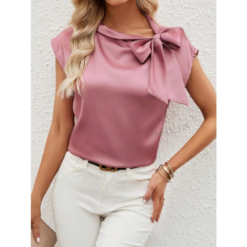 Damen Sommer Neues Top mit halber Schleife und Nischendesign